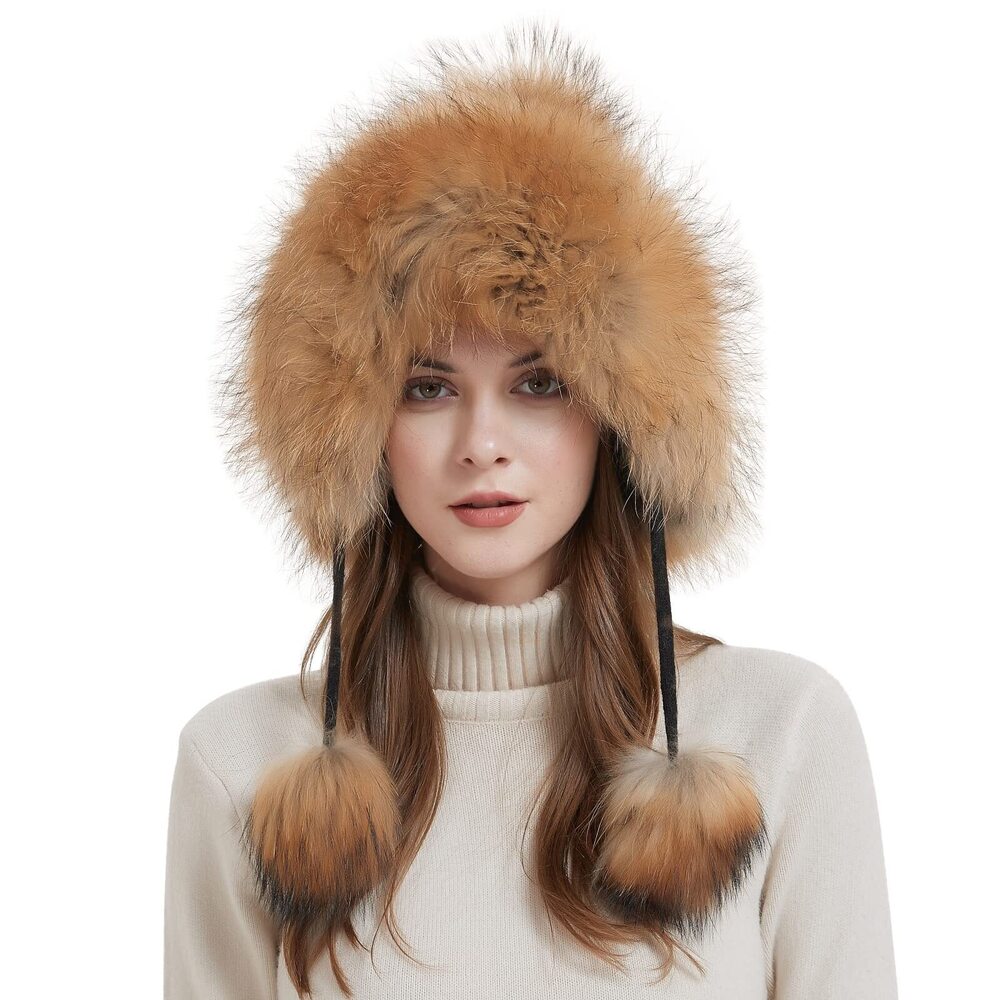 4719 Real Fox Fur Trapper Hat Ushanka HatRussian Winter Fur Trooper Hat